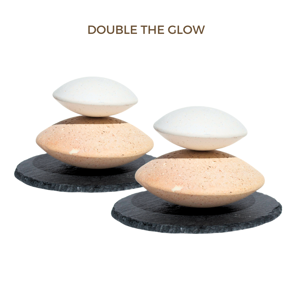 Double The Glow - 2 x Pryshan Clay Stone Sets with Slate Base