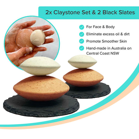 Double The Glow - 2 x Pryshan Clay Stone Sets with Slate Base