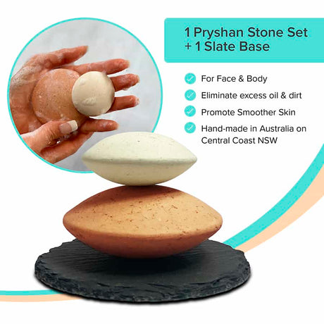 Exfoliating Clay Stone Set With Slate Base